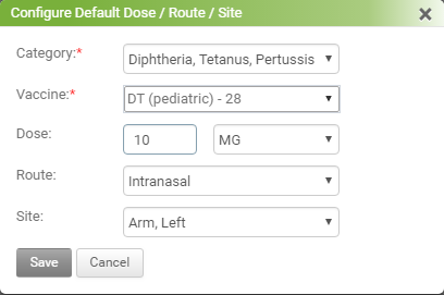 Configure default dose_route_site